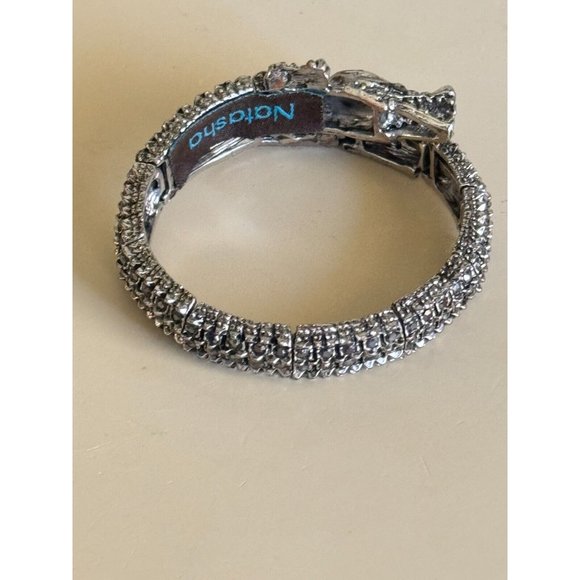 Natasha Designer Snake Charm Wrap Bracelet Jeweled w/Smokey Quartz Rhinestones - Picture 6 of 9